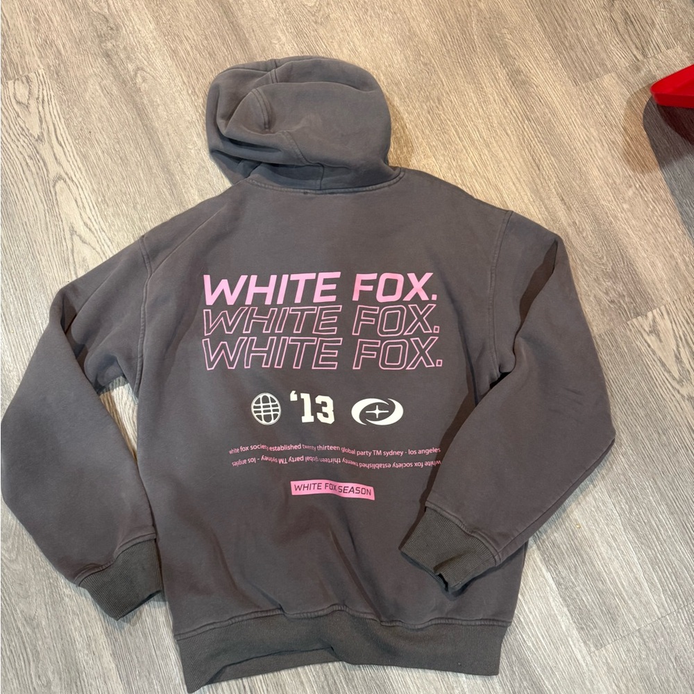 White Fox Boutique Gray and Pink Hoodie